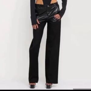 Chic Black half faux leather and cotton mix.